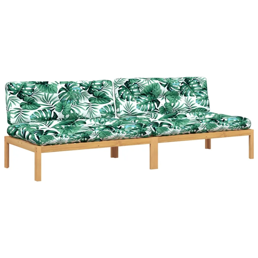 Canapés centraux palette de jardin 2pcs et coussins bois acacia - 2