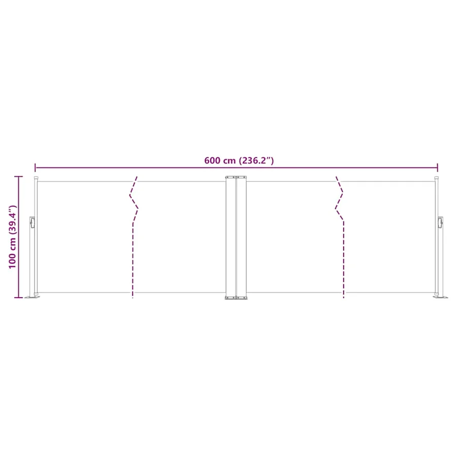Auvent latéral rétractable Marron 100 x 600 cm - 13