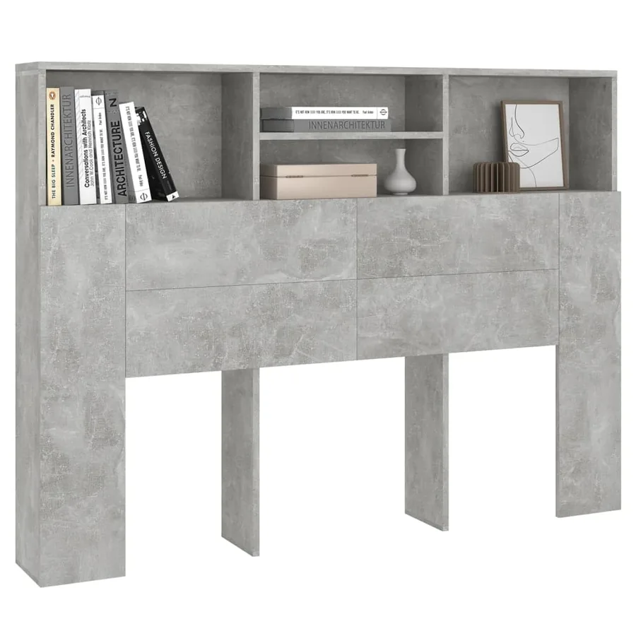 Armoire de tête de lit Gris béton 140x19x103,5 cm - 4