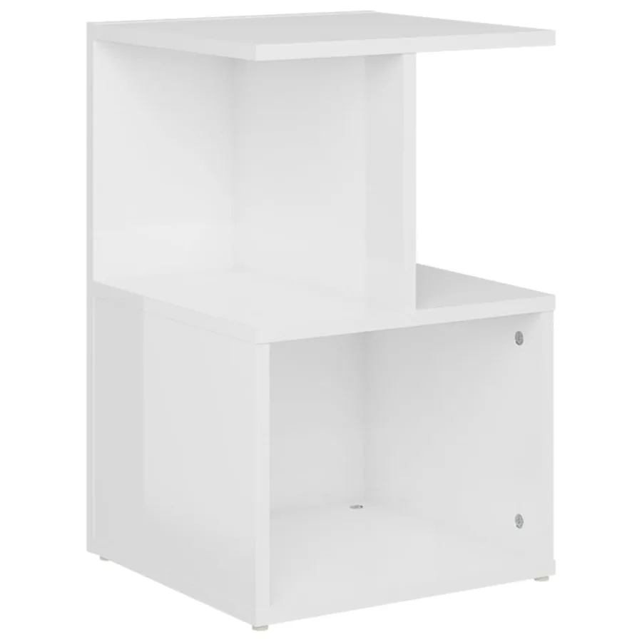 Table de chevet blanc brillant 35x35x55 cm bois d'ingénierie - 2