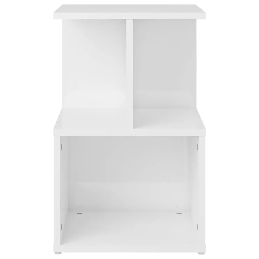 Table de chevet blanc brillant 35x35x55 cm bois d'ingénierie - 3
