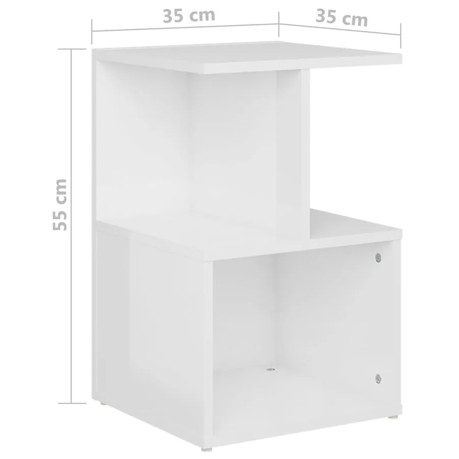 Table de chevet blanc brillant 35x35x55 cm bois d'ingénierie - 7
