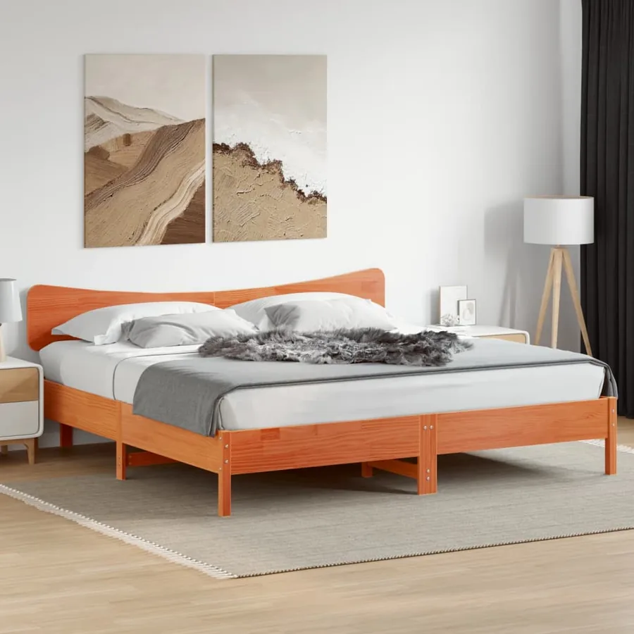 Tête de lit cire marron 200 cm bois massif de pin - 3