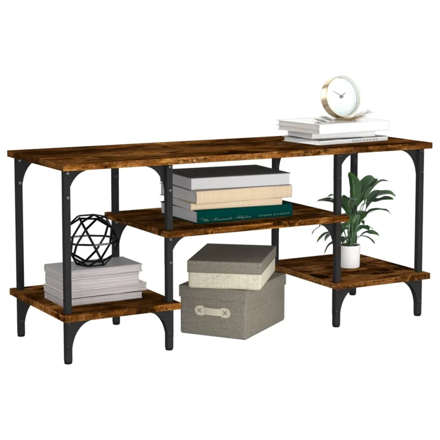 Meuble TV chêne fumé 102x35x45,5 cm bois d'ingénierie - 4