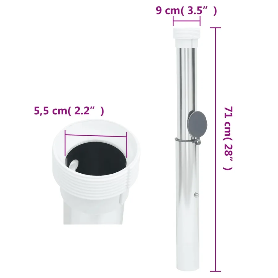 Base de parasol enterrée pour mât 40-50 mm argenté aluminium - 6