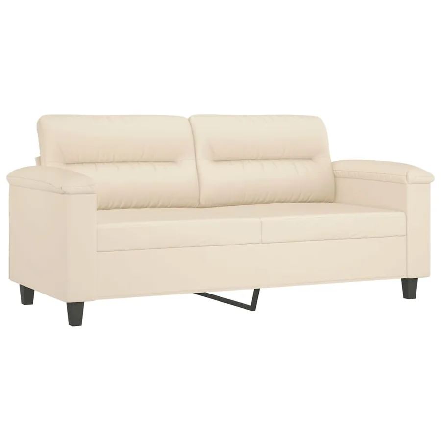 Canapé 2 places avec oreillers beige 140 cm tissu microfibre - 4