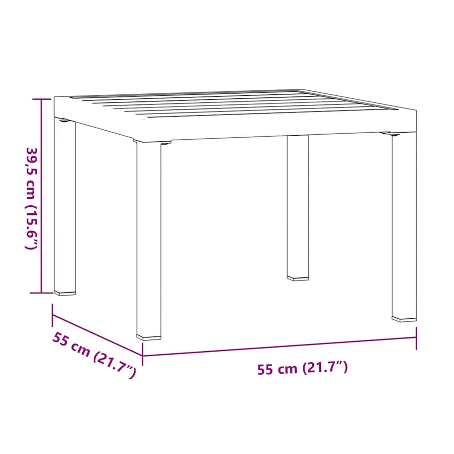 Table basse de jardin noir 55x55x39,5 cm acier enduit de poudre - 6