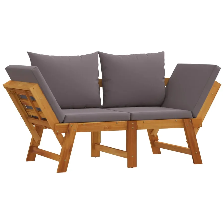 Banc de jardin avec coussins 2 en 1 bois d'acacia massif - 3