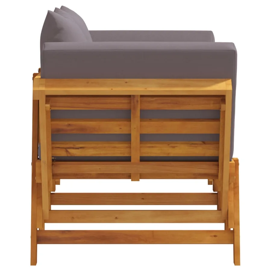 Banc de jardin avec coussins 2 en 1 bois d'acacia massif - 6