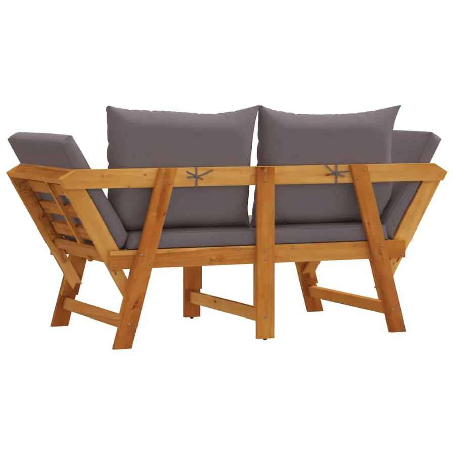 Banc de jardin avec coussins 2 en 1 bois d'acacia massif - 7