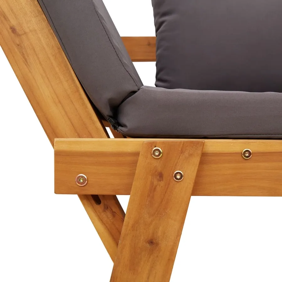 Banc de jardin avec coussins 2 en 1 bois d'acacia massif - 9
