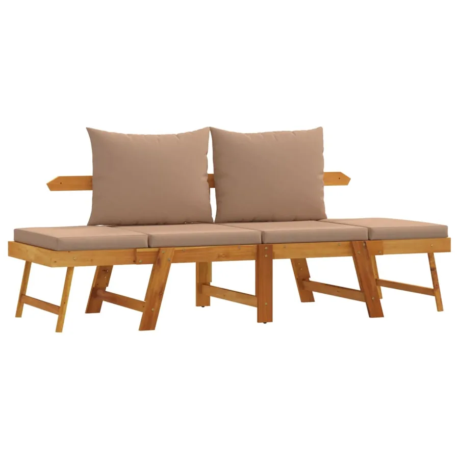 Banc de jardin avec coussins 2 en 1 bois d'acacia massif - 2
