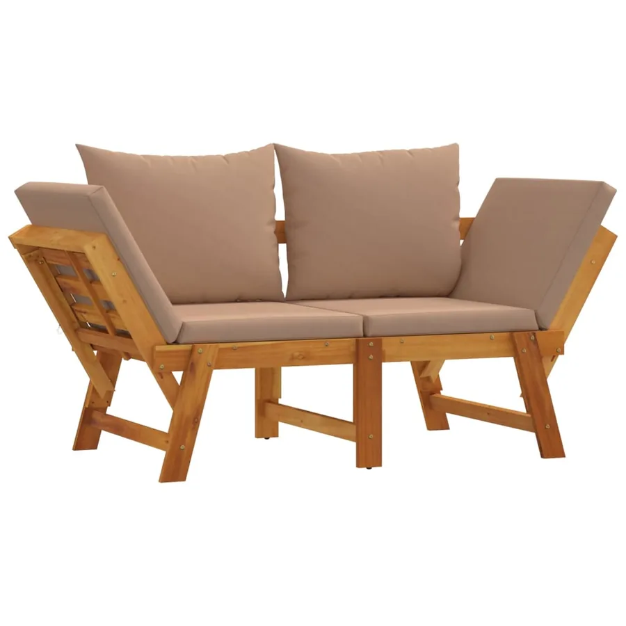 Banc de jardin avec coussins 2 en 1 bois d'acacia massif - 3