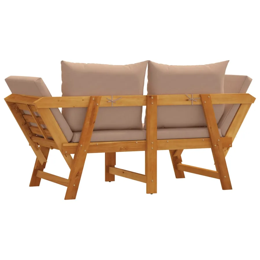 Banc de jardin avec coussins 2 en 1 bois d'acacia massif - 7
