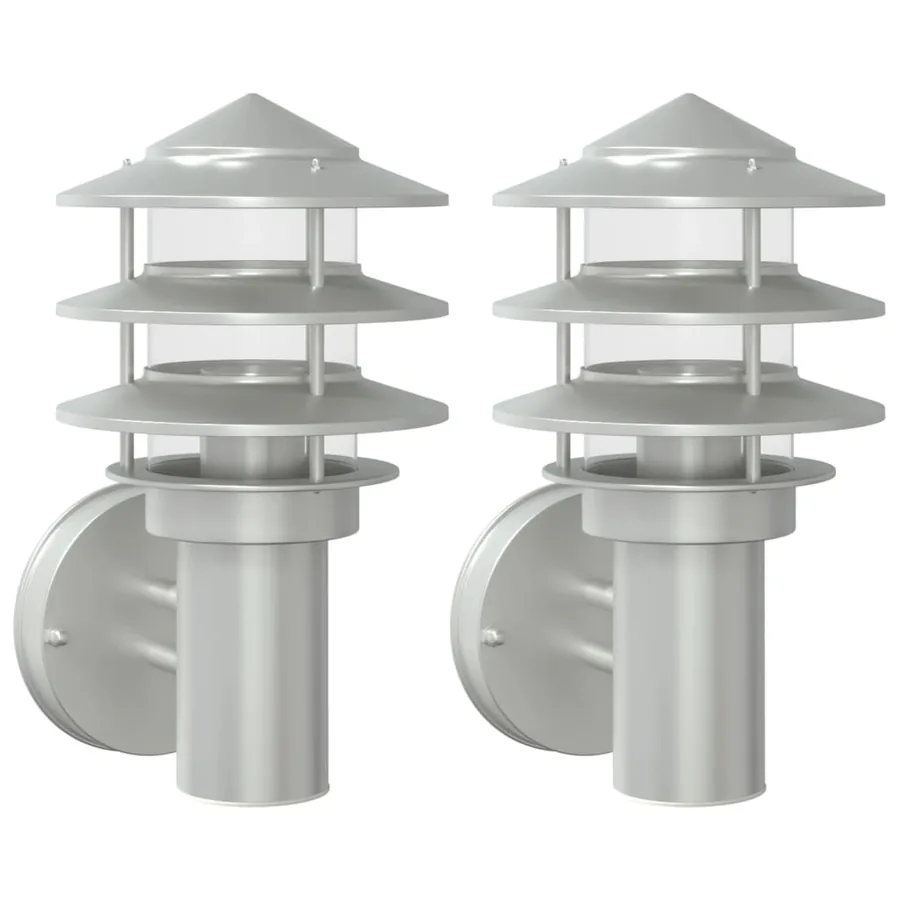 Appliques murales d'extérieur 2pcs argenté acier inoxydable - 2