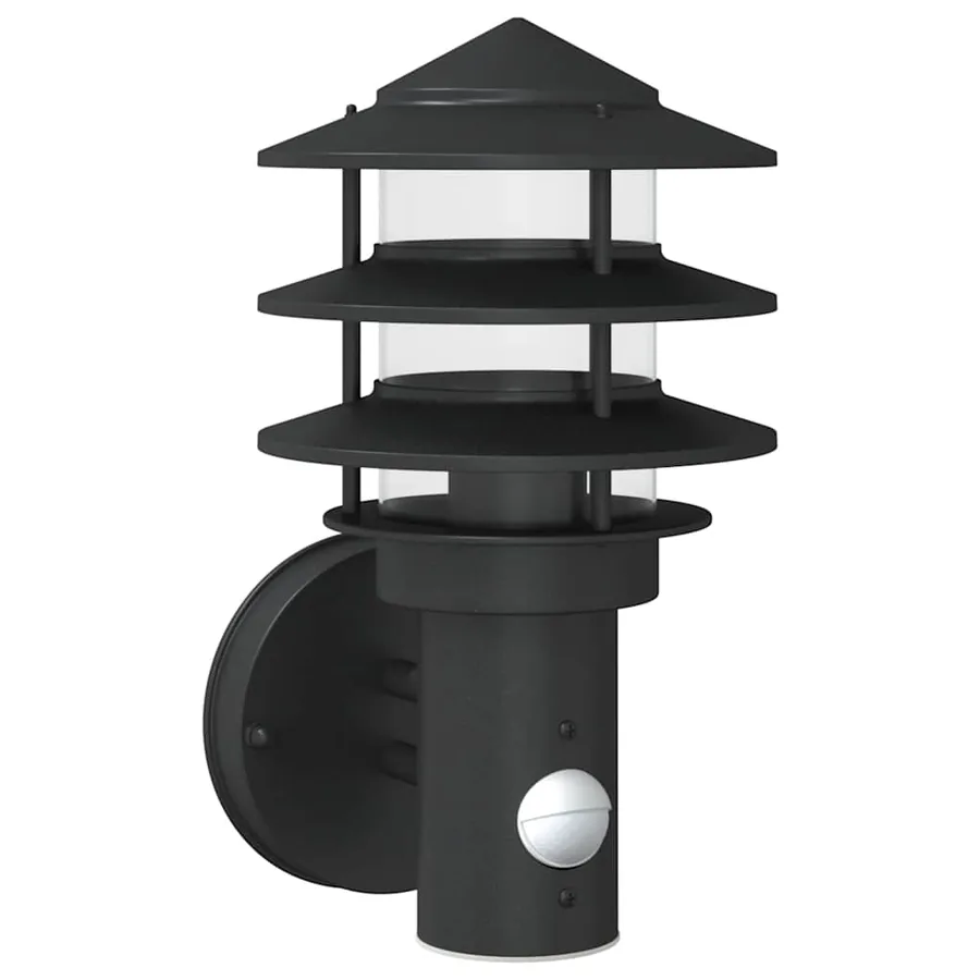 Applique murale d'extérieur avec capteur noir acier inoxydable - 2