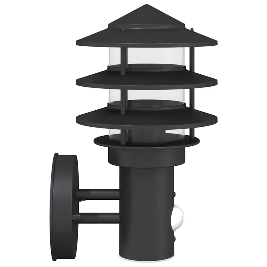 Applique murale d'extérieur avec capteur noir acier inoxydable - 5