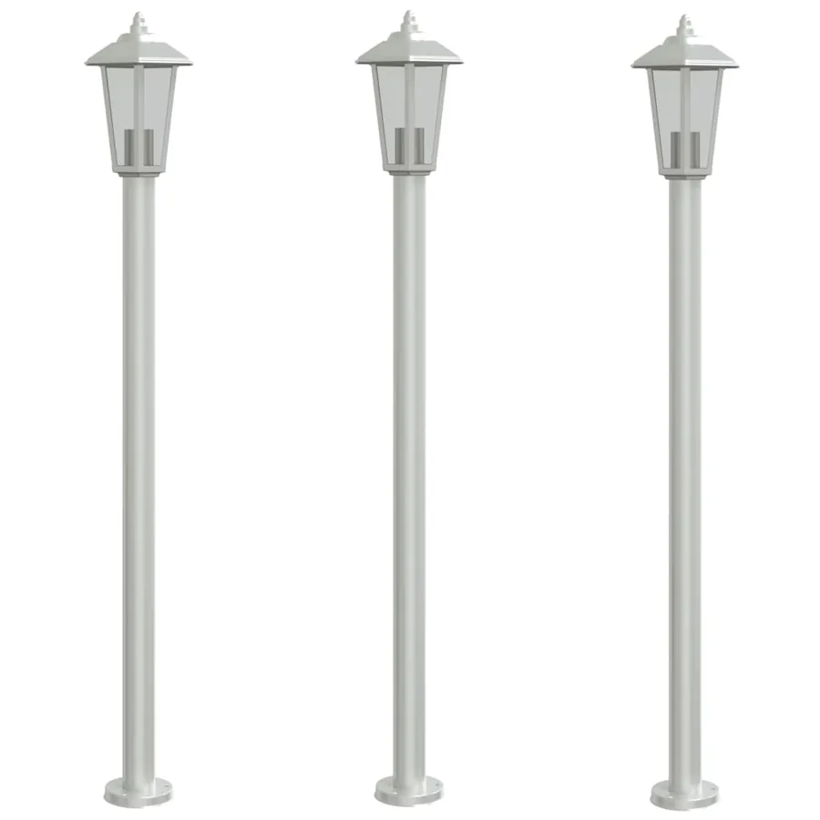 Lampadaires d'extérieur 3 pcs argenté 120 cm acier inoxydable - 2