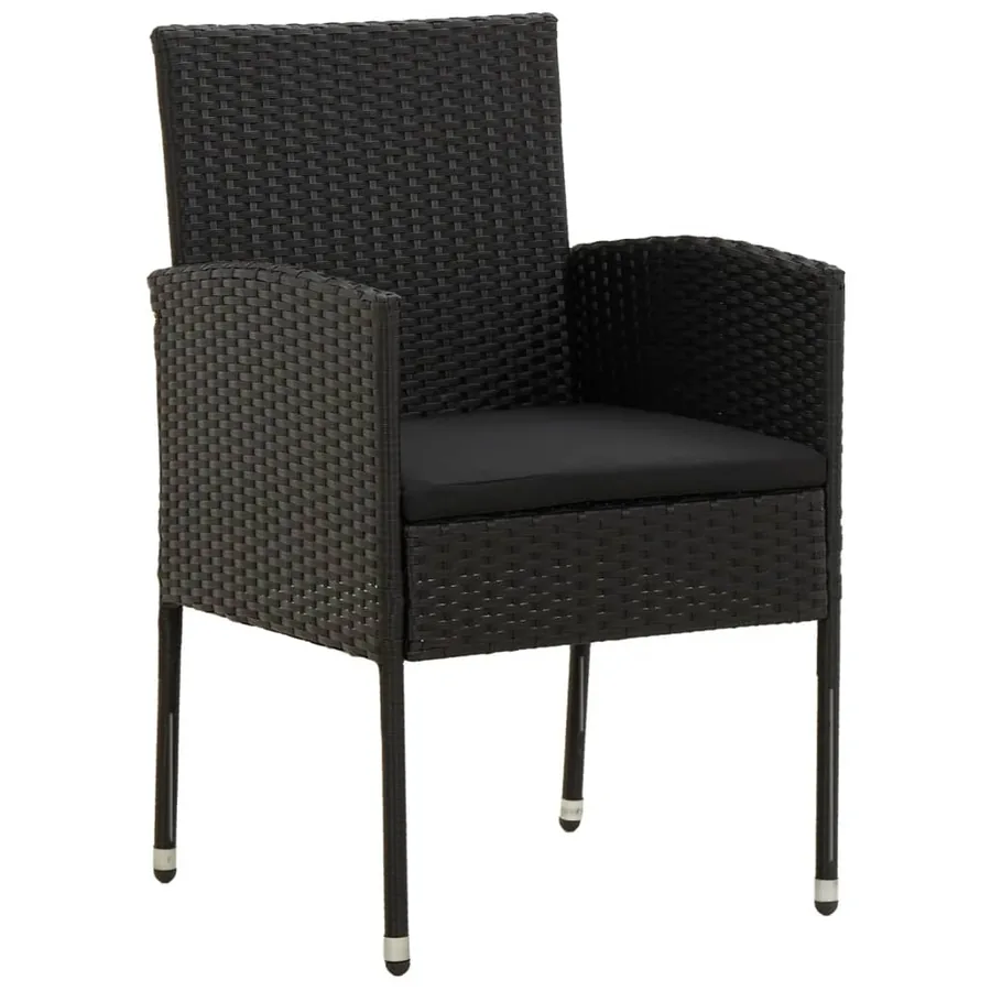 Ensemble à manger d'extérieur 3 pcs Résine tressée Noir - 4
