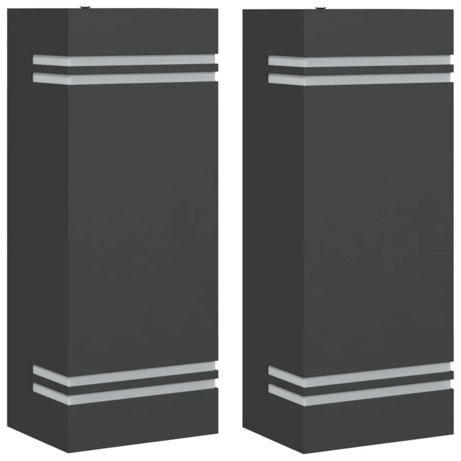 Appliques murales d'extérieur 2 pcs noir acier inoxydable - 2