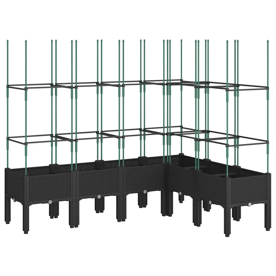 Jardinière avec treillis noir 160x120x142,5 cm PP - 2