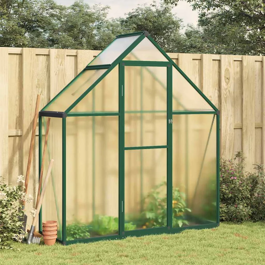 Serre avec cadre de base vert 169x58x195 cm aluminium