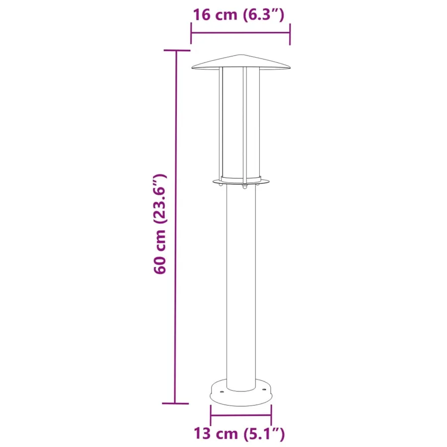 Lampadaires d'extérieur 3 pcs argenté 60 cm acier inoxydable - 7