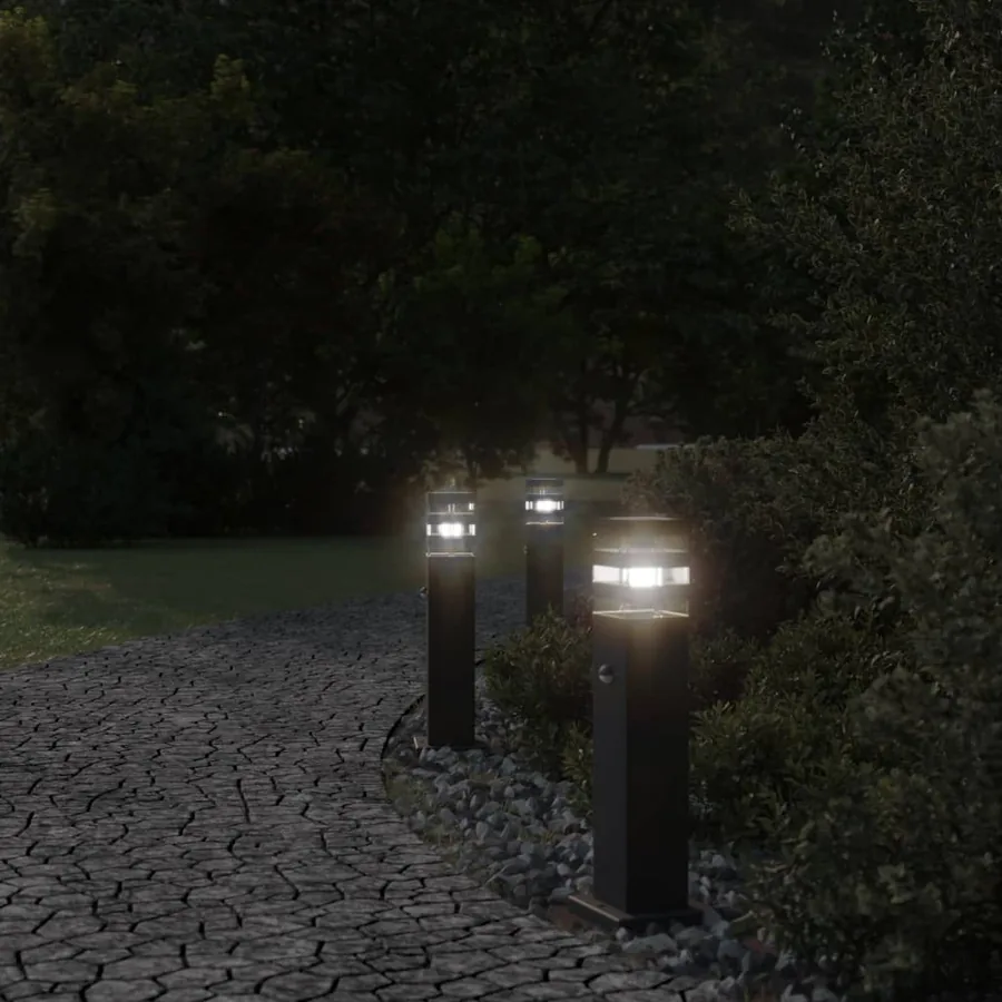 Lampadaire d'extérieur avec capteur noir 50 cm aluminium - 3