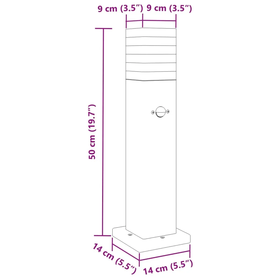 Lampadaire d'extérieur avec capteur noir 50 cm aluminium - 7