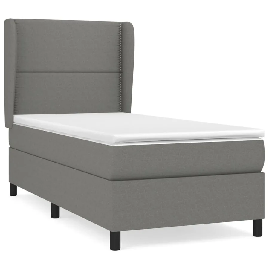 Sommier à lattes de lit et matelas Gris foncé 90x190 cm Tissu - 2