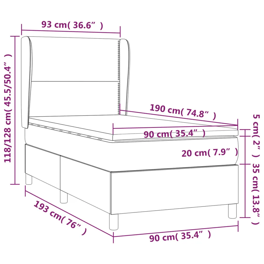 Sommier à lattes de lit et matelas Gris foncé 90x190 cm Tissu - 7