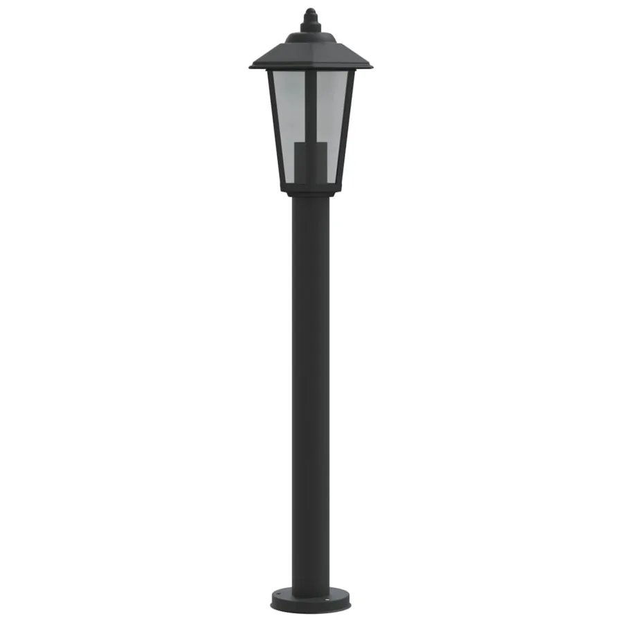 Lampadaires d'extérieur 3 pcs noir 80 cm acier inoxydable - 5