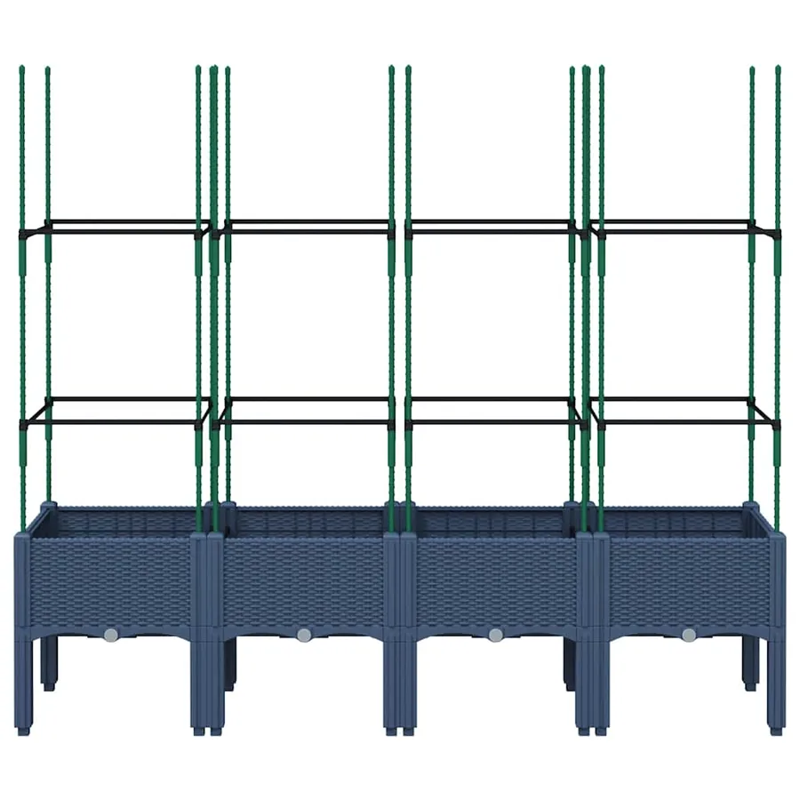 Jardinière avec treillis bleu gris 160x40x142,5 cm PP - 3