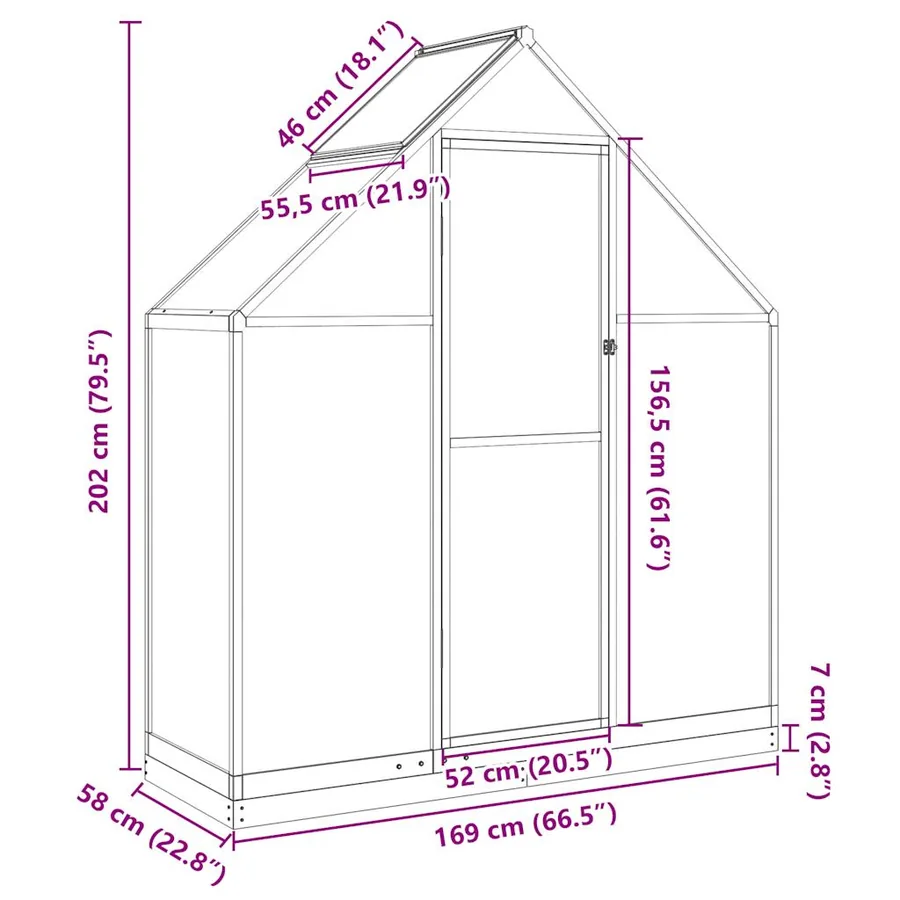 Serre avec cadre de base vert 169x58x202 cm aluminium - 10