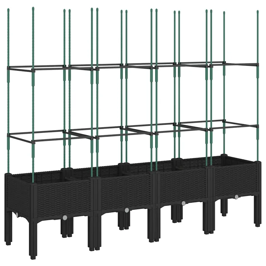 Jardinière avec treillis noir 160x40x142,5 cm PP - 5