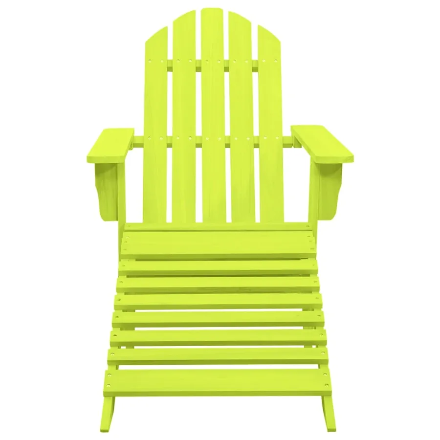 Chaise de jardin Adirondack avec pouf bois de sapin solide vert - 2