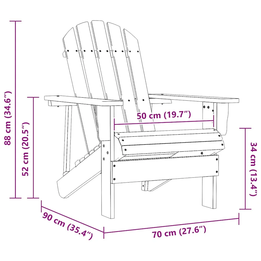 Chaise de jardin Adirondack avec pouf bois de sapin solide vert - 20