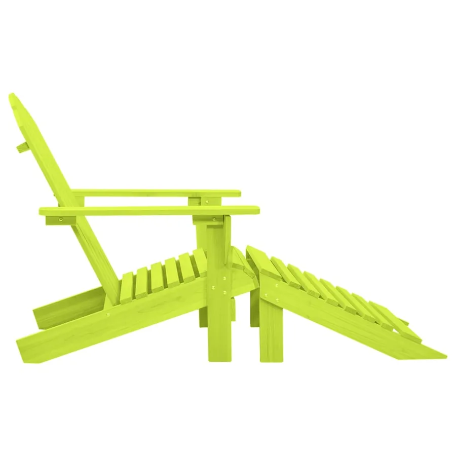 Chaise de jardin Adirondack avec pouf bois de sapin solide vert - 3