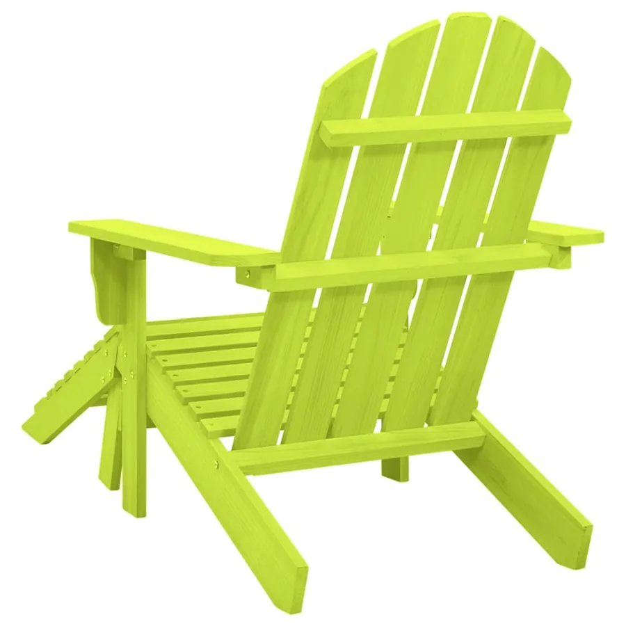 Chaise de jardin Adirondack avec pouf bois de sapin solide vert - 4