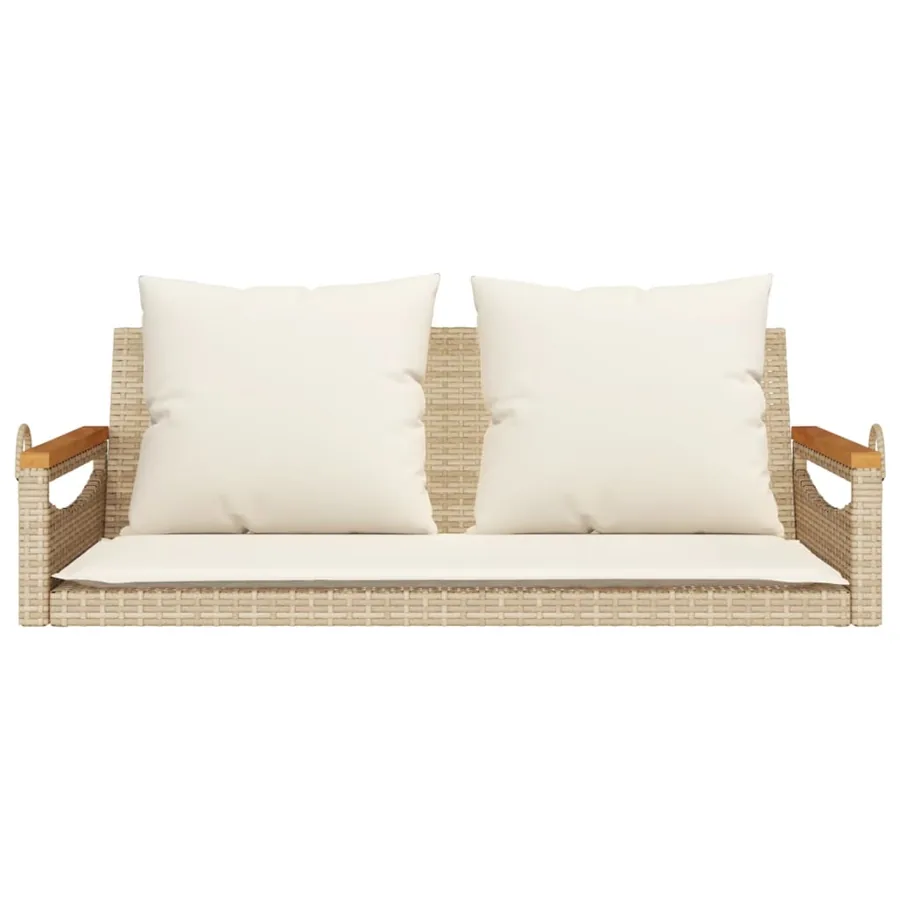 Balancelle avec coussins beige 109x62x40 cm résine tressée - 4