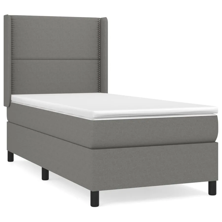 Sommier à lattes de lit et matelas Gris foncé 90x190 cm Tissu - 2