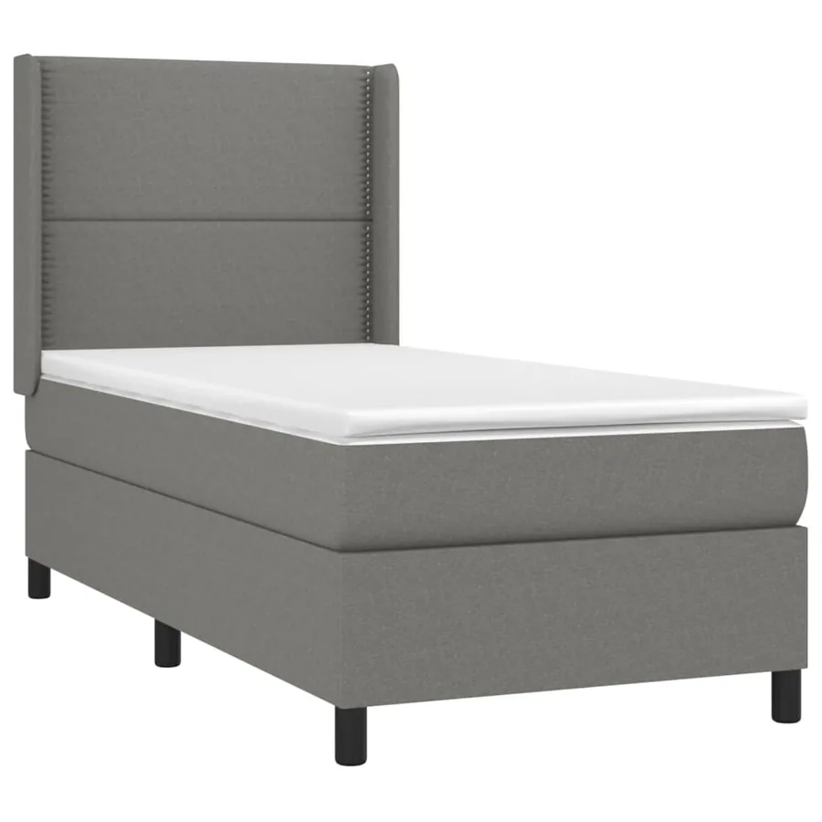 Sommier à lattes de lit et matelas Gris foncé 90x190 cm Tissu - 3