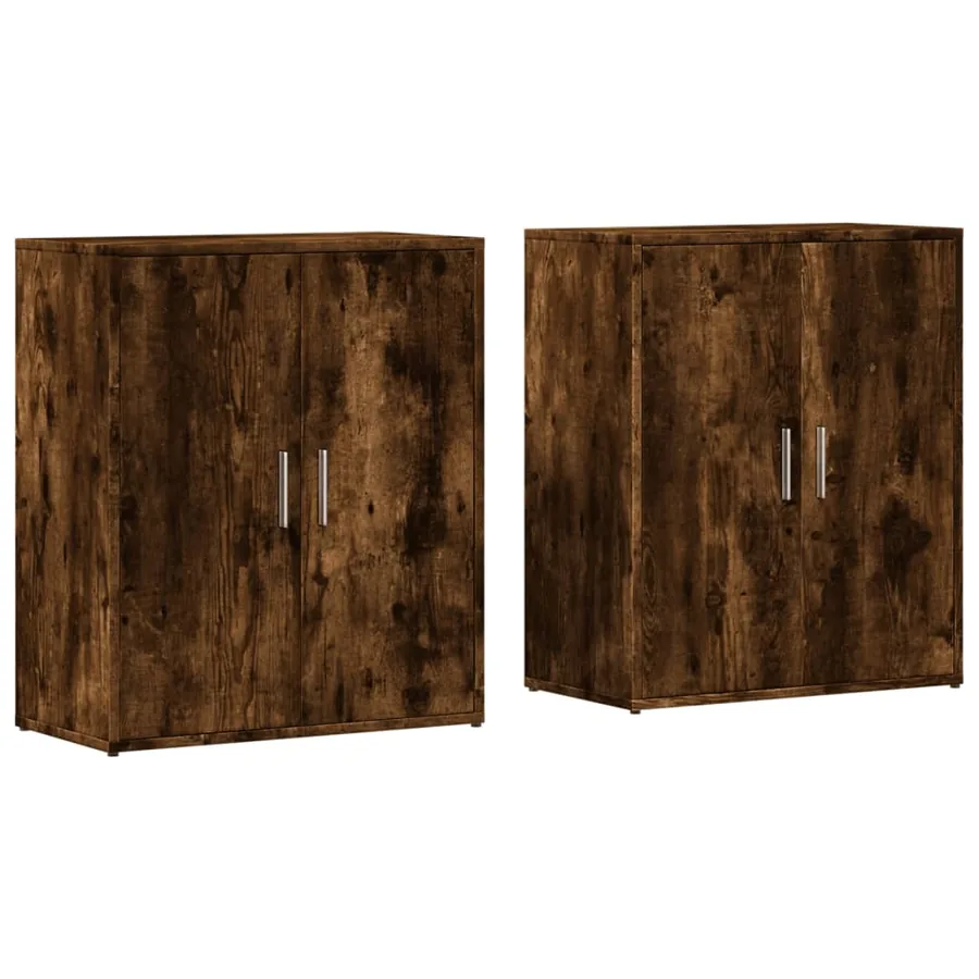 Buffets 2 pcs chêne fumé 60x31x70 cm bois d'ingénierie - 2