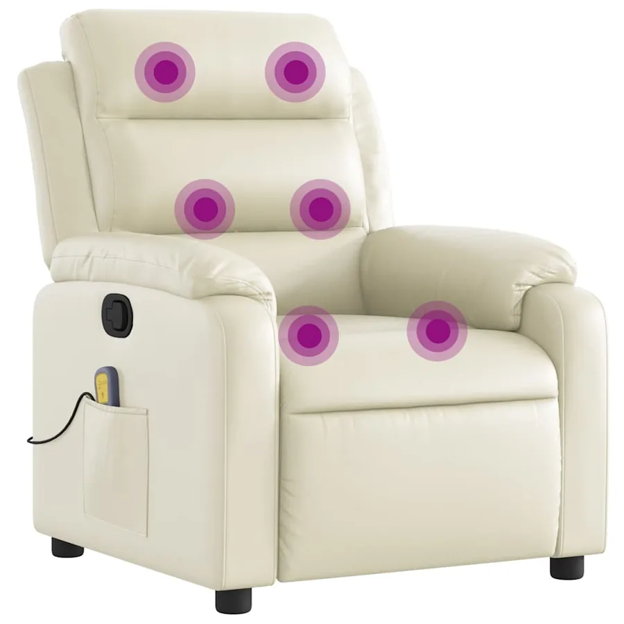 Fauteuil inclinable de massage Crème Similicuir - 2