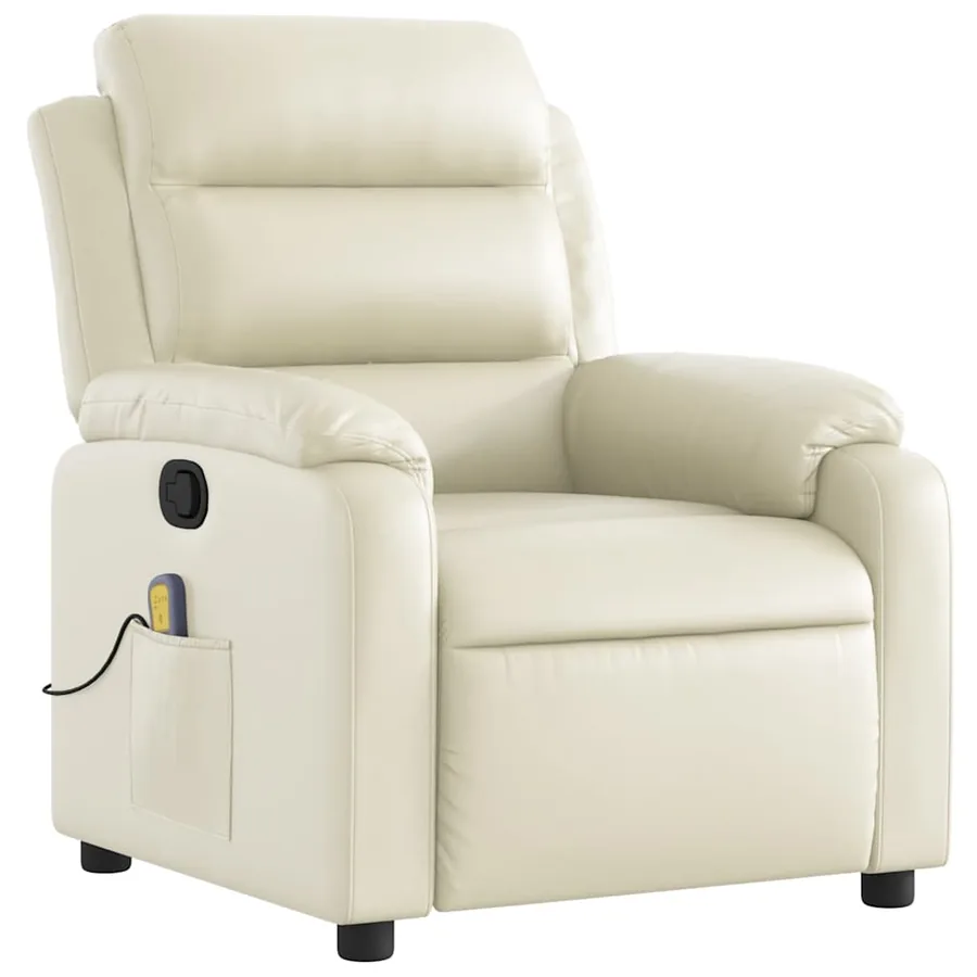 Fauteuil inclinable de massage Crème Similicuir - 4