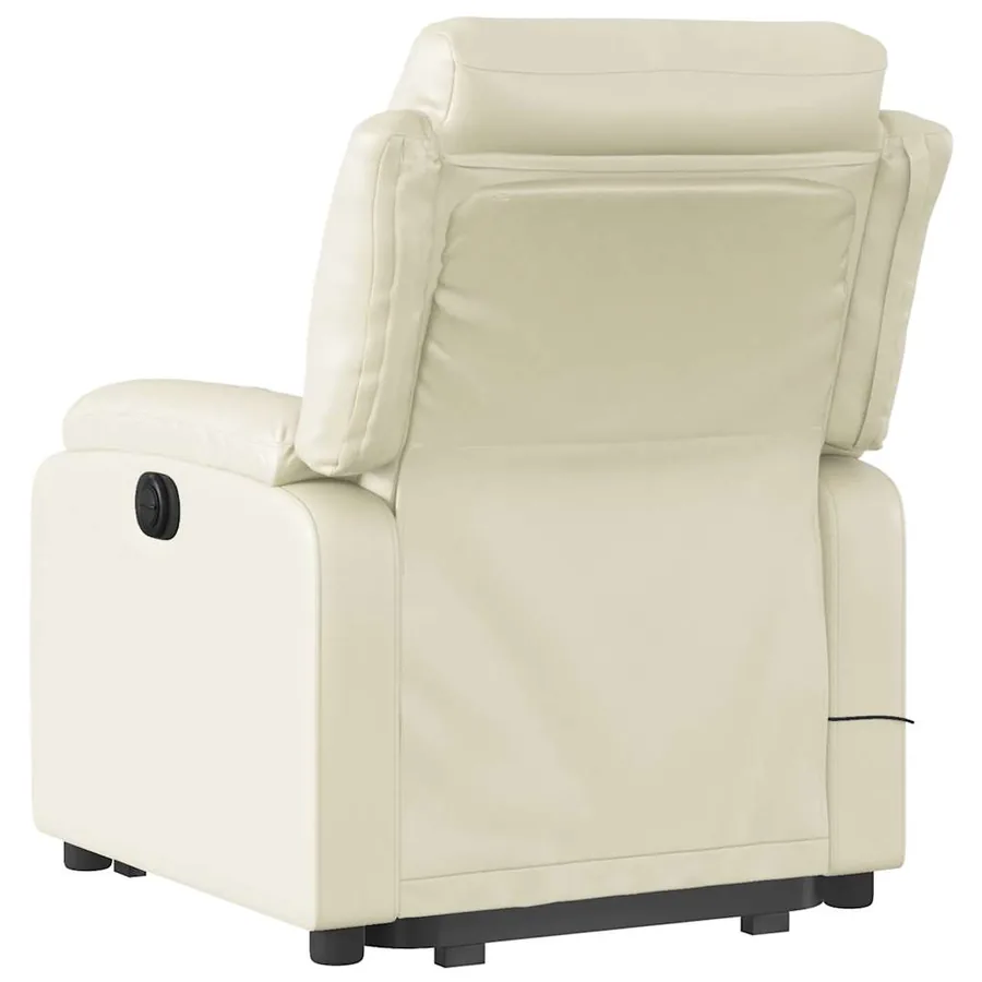Fauteuil inclinable de massage électrique crème similicuir - 5