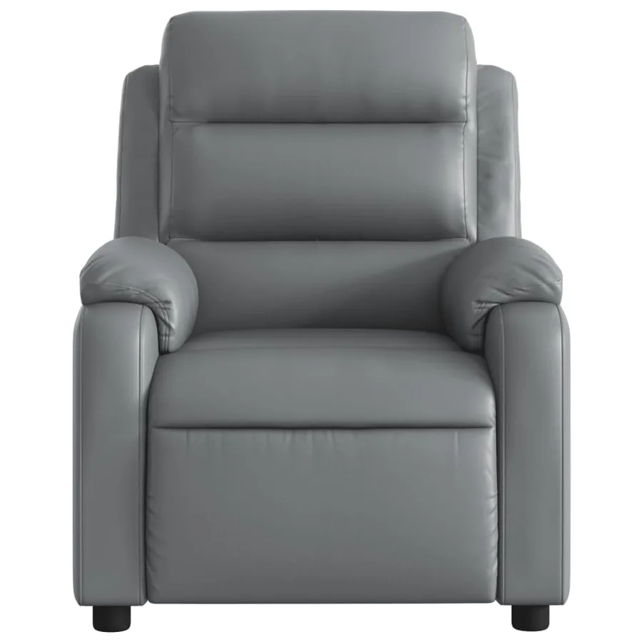 Fauteuil de massage inclinable gris similicuir - 7