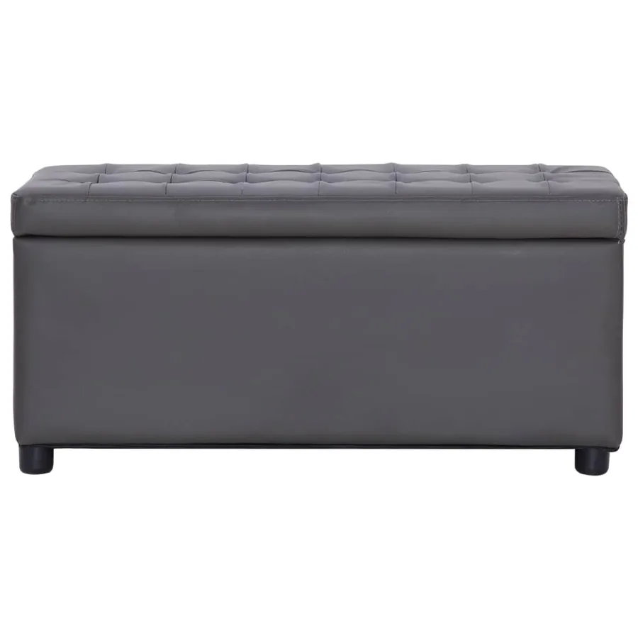 Pouf de rangement 87,5 cm Gris Similicuir - 2