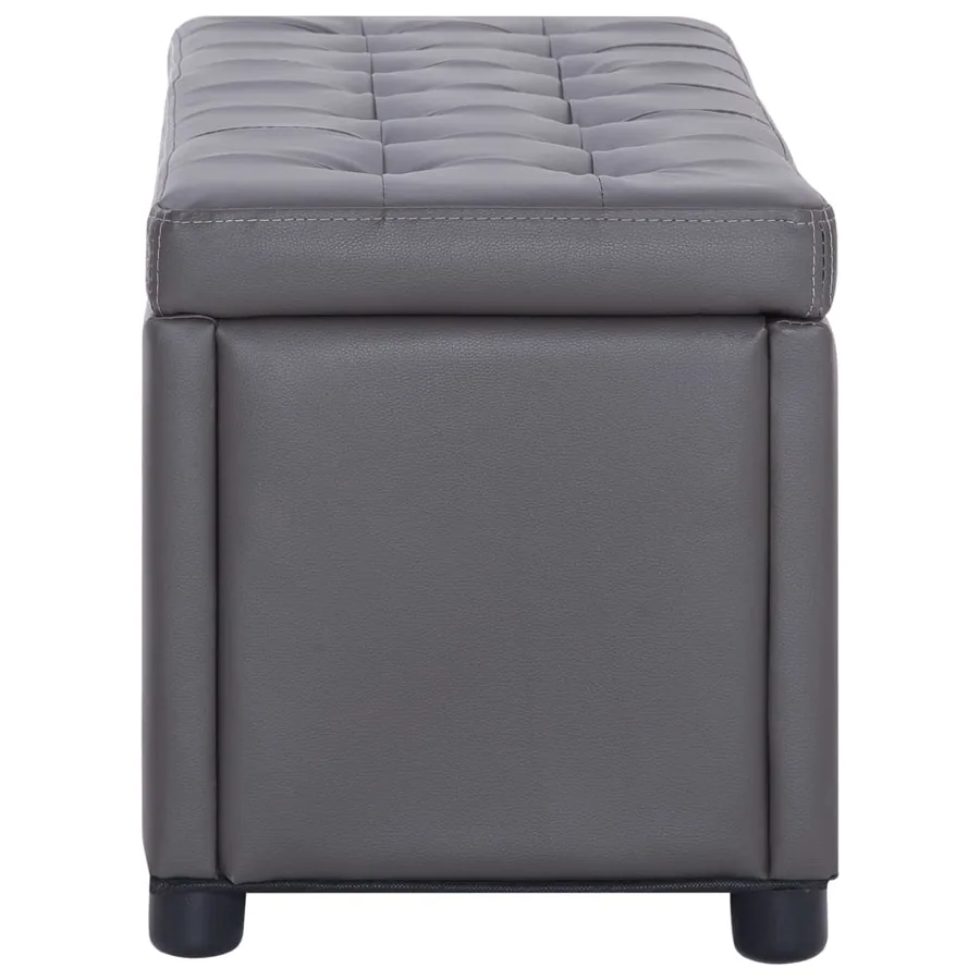 Pouf de rangement 87,5 cm Gris Similicuir - 3
