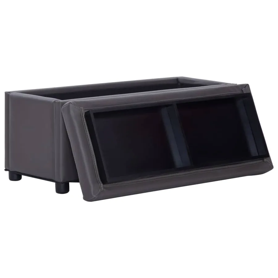 Pouf de rangement 87,5 cm Gris Similicuir - 4